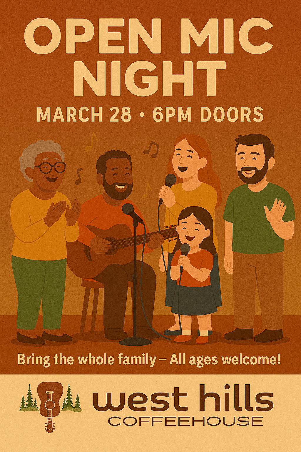 West Hills Coffeehouse All Ages Open Mic Night!!